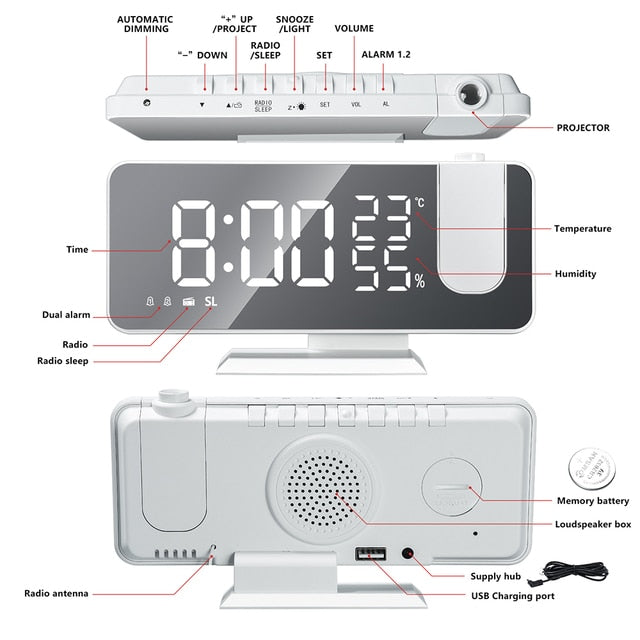 Projection Digital Alarm Clock