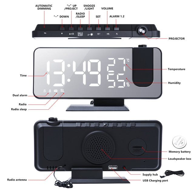 Projection Digital Alarm Clock